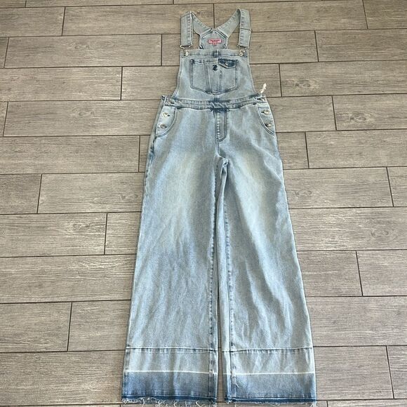 Juicy Couture Light Indigo Wide Leg Overalls with Release Hem New! - Picture 7 of 12